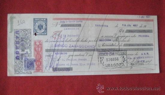 Documentos bancarios: LETRA DE CAMBIO. ZARAGOZA 1957. ENVIO GRATIS&iexcl;&iexcl;&iexcl; - Foto 1