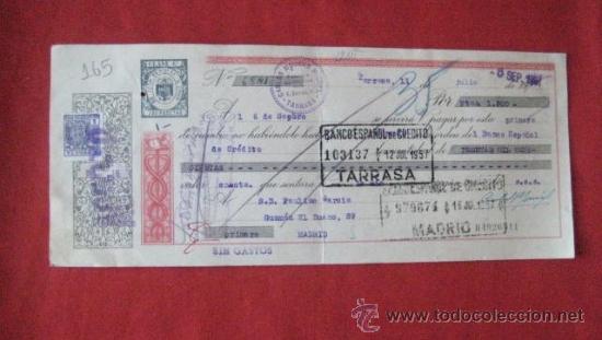 Documentos bancarios: LETRA DE CAMBIO. TARRASA 1957. ENVIO GRATIS&iexcl;&iexcl;&iexcl; - Foto 1