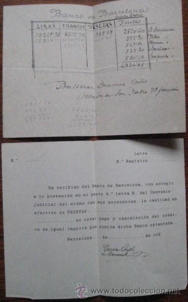 Documentos bancarios: DOCUMENTOS BANCO DE BARCELONA . A&Ntilde;OS 20. ENVIO GRATIS&iexcl;&iexcl;&iexcl; - Foto 1