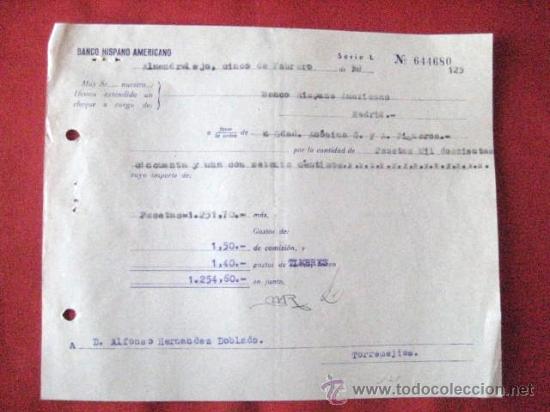 Documentos bancarios: BANCO HISPANO AMERICANO. ALMENDRALEJO 1959. ENVIO GRATIS&iexcl;&iexcl;&iexcl; - Foto 1