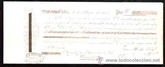 Documentos bancarios: LETRA DE CAMBIO. CADIZ. BENSUSAN. 1885. LONDRES - Foto 1