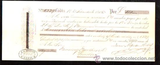 Documentos bancarios: LETRA DE CAMBIO. CADIZ. BENSUSAN. 1885. LONDRES - Foto 1
