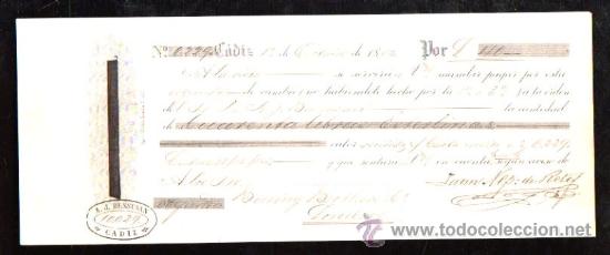 Documentos bancarios: LETRA DE CAMBIO. CADIZ. BENSUSAN. 1885. LONDRES - Foto 1