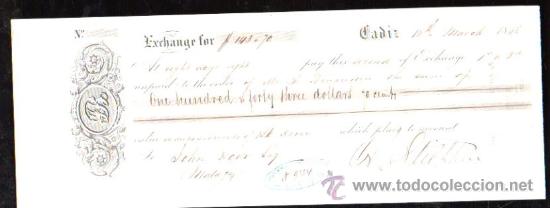 Documentos bancarios: LETRA DE CAMBIO. CADIZ. BENSUSAN. 1868. MALAGA - Foto 1