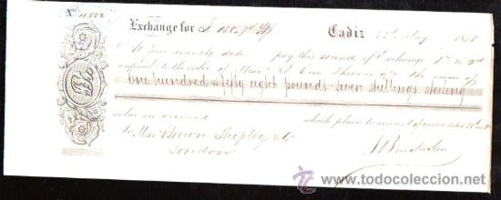 Documentos bancarios: LETRA DE CAMBIO. CADIZ. BENSUSAN. 1868. LONDRES - Foto 1