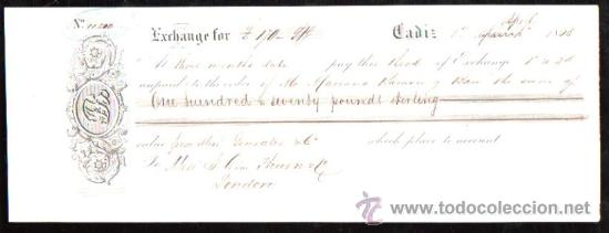 Documentos bancarios: LETRA DE CAMBIO. CADIZ. BENSUSAN. 1868. LONDRES - Foto 1