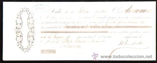 Documentos bancarios: LETRA DE CAMBIO. CADIZ. BENSUSAN. 1868. VALENCIA - Foto 1