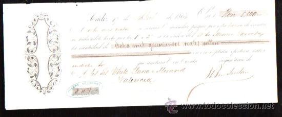 Documentos bancarios: LETRA DE CAMBIO. CADIZ. BENSUSAN. 1868. VALENCIA - Foto 1