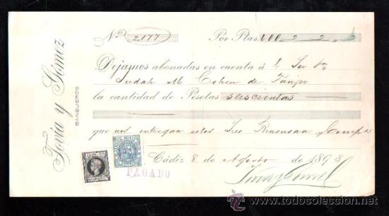 Documentos bancarios: LETRA TOV&Iacute;A Y G&Oacute;MEZ BANQUEROS, 1898 - Foto 1