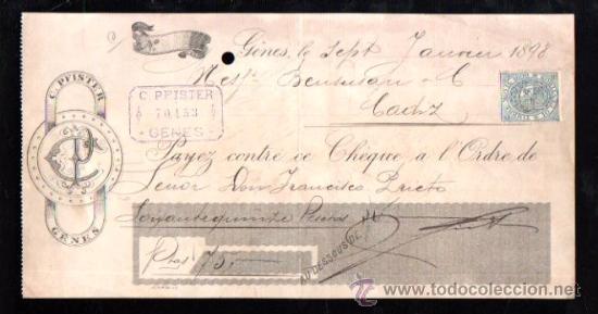 Documentos bancarios: LETRA PFISTER GENES, 1898 - Foto 1