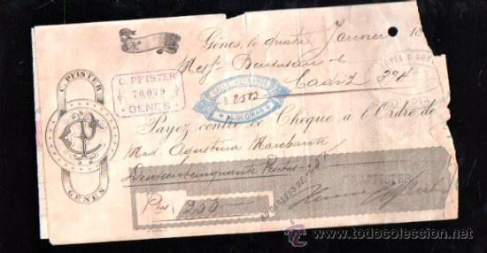 Documentos bancarios: LETRA PFISTER GENES, 1898 - Foto 1