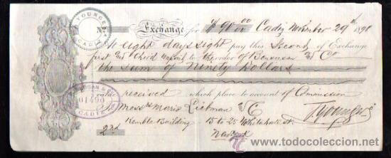 Documentos bancarios: LETRA BENSUSAN C&Aacute;DIZ, 1898 - Foto 1
