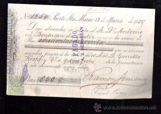 Documentos bancarios: LETRA BENSUSAN C&Aacute;DIZ, 1898 - Foto 1
