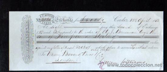Documentos bancarios: LETRA BENSUSAN C&Aacute;DIZ, 1885 - Foto 1
