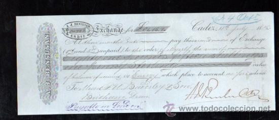 Documentos bancarios: LETRA DE BENSUSAN, C&Aacute;DIZ 1849 - Foto 1