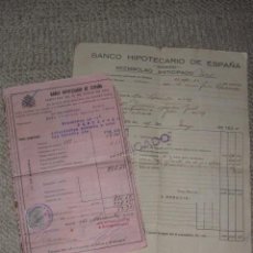 Documentos bancarios: DOS DOCUMENTOS DEL BANCO HIPOTECARIO DE ESPAÑA, RELATIVOS A UNA HIPOTECA DE 1929. Lote 31590766