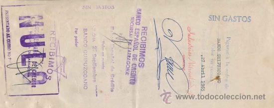 Documentos bancarios: Letra de cambio E-Stock - Barcelona - 1965 - Foto 2