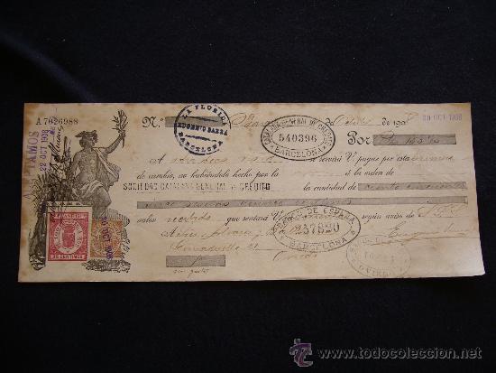 Documentos bancarios: Primera de Cambio Banco de Espa&ntilde;a. 1908. La Florida. Barcelona. - Foto 1
