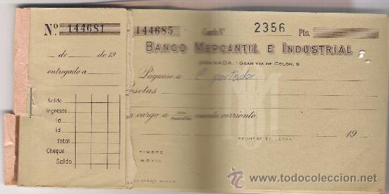 Documentos bancarios: talonario  banco mercantil e industrial a&ntilde;o 1973 - Foto 3