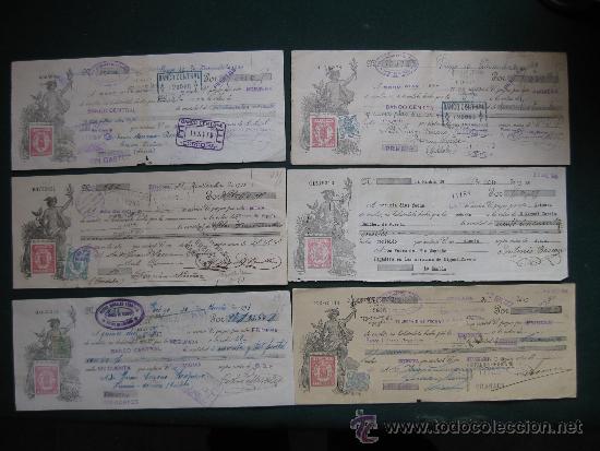 Documentos bancarios: SEIS LETRAS DE CAMBIO A&Ntilde;OS 20-30 TIMBRADAS - Foto 1