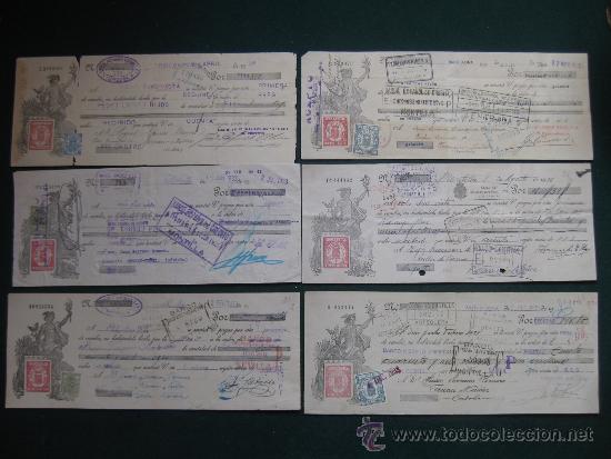 Documentos bancarios: SEIS LETRAS DE CAMBIO A&Ntilde;OS 20-30 TIMBRADAS - Foto 1