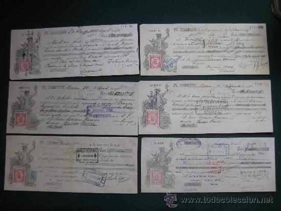 Documentos bancarios: SEIS LETRAS DE CAMBIO A&Ntilde;OS 20-30 TIMBRADAS - Foto 1