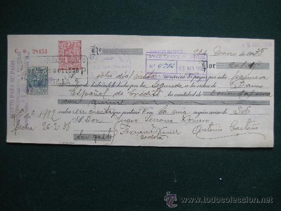 Documentos bancarios: LETRA DE CAMBIO A&Ntilde;O 1938 - Foto 1