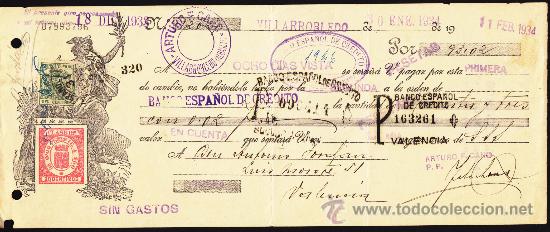 Documentos bancarios: LETRA DE CAMBIO A&Ntilde;O 1934 CLASE 12&ordf; - Foto 1