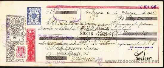 Documentos bancarios: LETRA DE CAMBIO A&Ntilde;O 1945 CLASE 8&ordf; - Foto 1