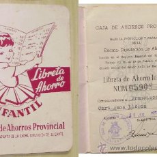 Documentos bancarios: - 1.958 LIBRETA DE AHORRO INFANTIL CAJA DE AHORROS PROVINCIAL ALICANTE CARTILLA