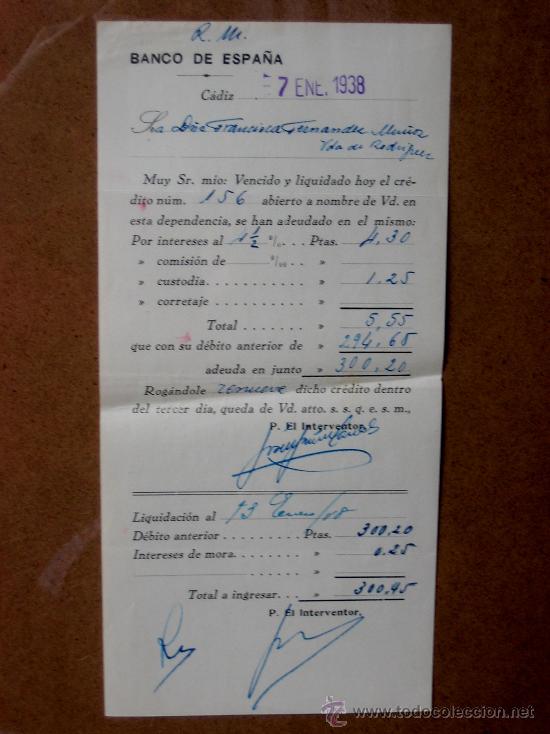 Documentos bancarios: DOCUMENTO BANCARIO MANUSCRITO BANCO DE ESPA&Ntilde;A 1938 - Foto 1