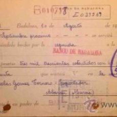 Documentos bancarios: PAGARE DEL BANCO DE BADALONA. ABARAN MURCIA 1929. Lote 36078276