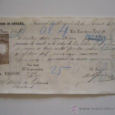 Documentos bancarios: PRIMERA DE CAMBIO BANCO DE ESPAÑA. ALICANTE. 1888.VICENTE ORTELLS.. Lote 36948715