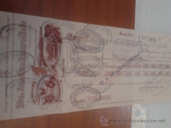 Documentos bancarios: Cheque de 1924 en Benavides de Orbigo (Leon) - Foto 1
