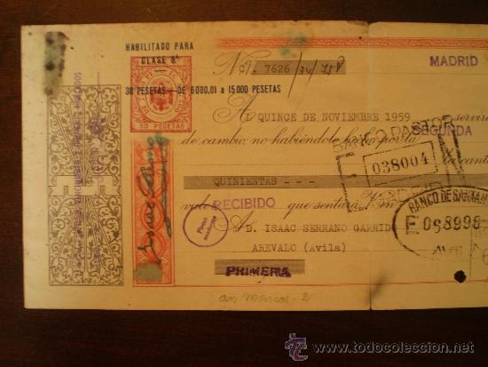 Documentos bancarios: LETRA DE CAMBIO DE OCTUBRE 1959 - Foto 2