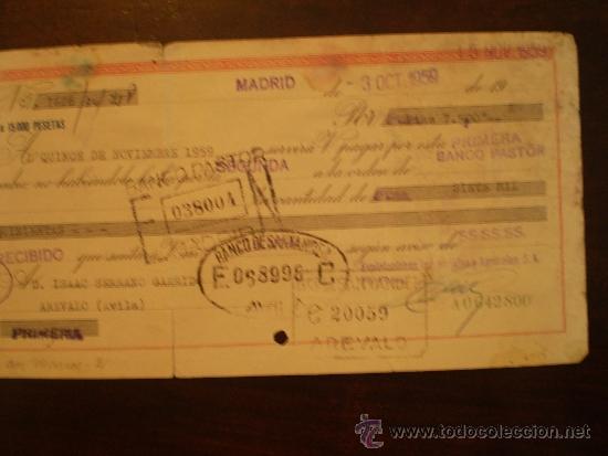 Documentos bancarios: LETRA DE CAMBIO DE OCTUBRE 1959 - Foto 3