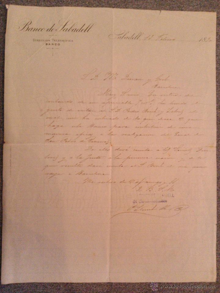 Documentos bancarios: DOCUMENTO BANCO SABADELL 1890 - Foto 1