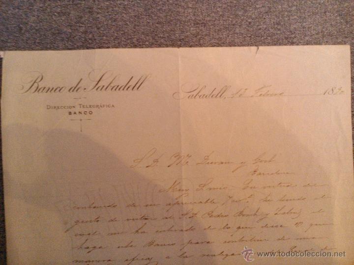 Documentos bancarios: DOCUMENTO BANCO SABADELL 1890 - Foto 3
