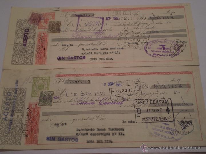 Documentos bancarios: CONJUNTO DE 2 DOCUMENTOS BANCARIOS,BANCO CENTRAL.LORA DEL RIO,SEVILLA 1956,57 - Foto 1