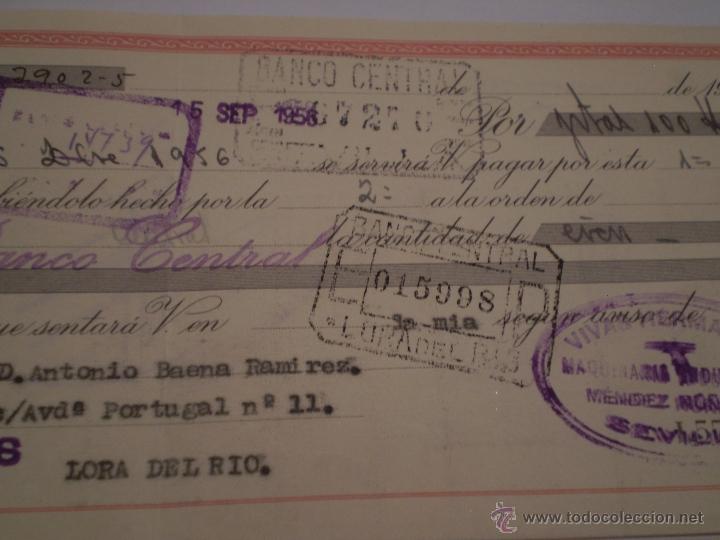 Documentos bancarios: CONJUNTO DE 2 DOCUMENTOS BANCARIOS,BANCO CENTRAL.LORA DEL RIO,SEVILLA 1956,57 - Foto 3