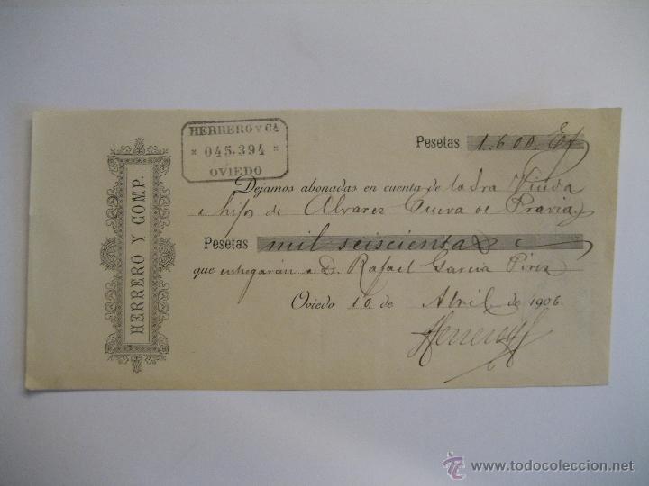 Documentos bancarios: LETRA VIUDA E HIJO DE &Aacute;LVAREZ CUEVAS - PRAVIA - Foto 1