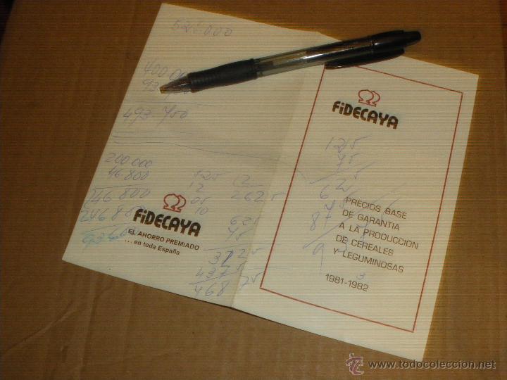 Documentos bancarios: FIDECAYA, PRECIOS BASE DE CEREALES Y LEGUMINOSAS 1981 1982. - Foto 2