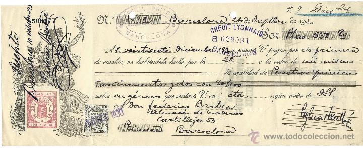Documentos bancarios: Letra de cambio, Barcelona 1930, - Foto 1