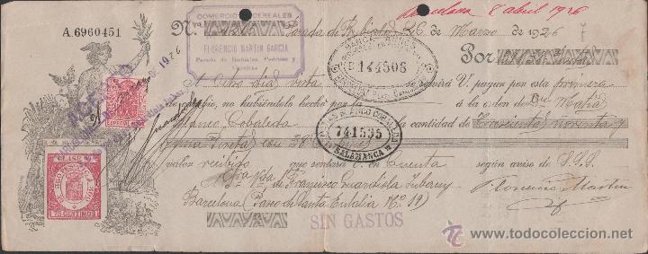 Documentos bancarios: L15-1-5 Letra de cambio de 75 centimos  - Clase 9&ordf; complementada con  Fiscal de 10 centimos de Espec - Foto 1