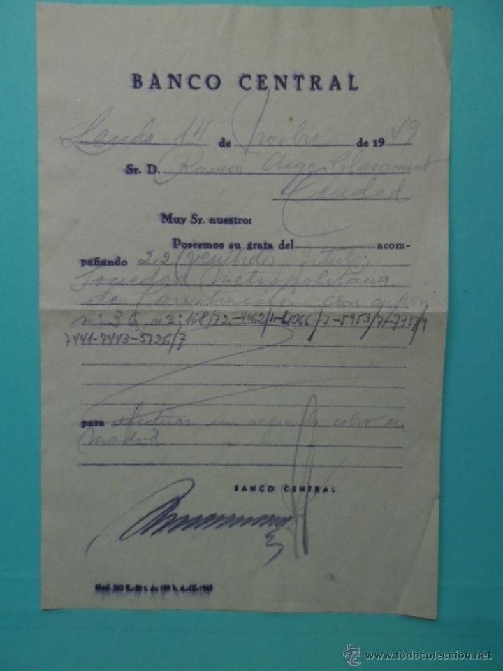 Documentos bancarios: DOCUMENTO BANCO CENTRAL - 1949 - LERIDA - LLEIDA - Foto 1