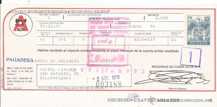 Documentos bancarios: :::: LL281- LETRA DE CAMBIO - MAQUINAS DE COSER ALFA - 1979 - Foto 1