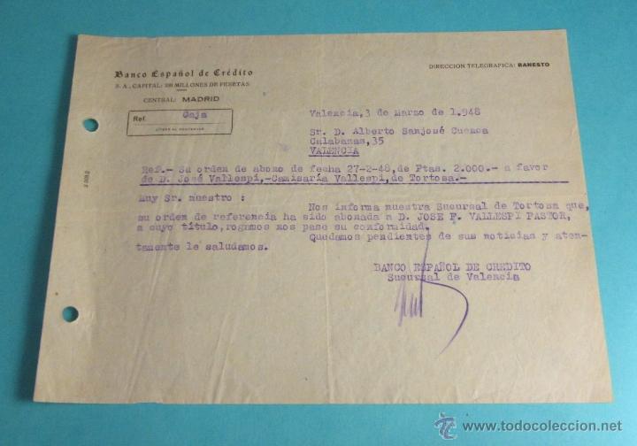 Documentos bancarios: ESCRITO BANCO ESPA&Ntilde;OL DE CR&Eacute;DITO. 1948 - Foto 1