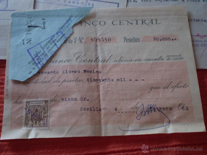 Documentos bancarios: CONJUNTO DE VARIOS DOCUMENTOS BANCO CENTRAL SEVILLA A&Ntilde;OS 60. - Foto 2