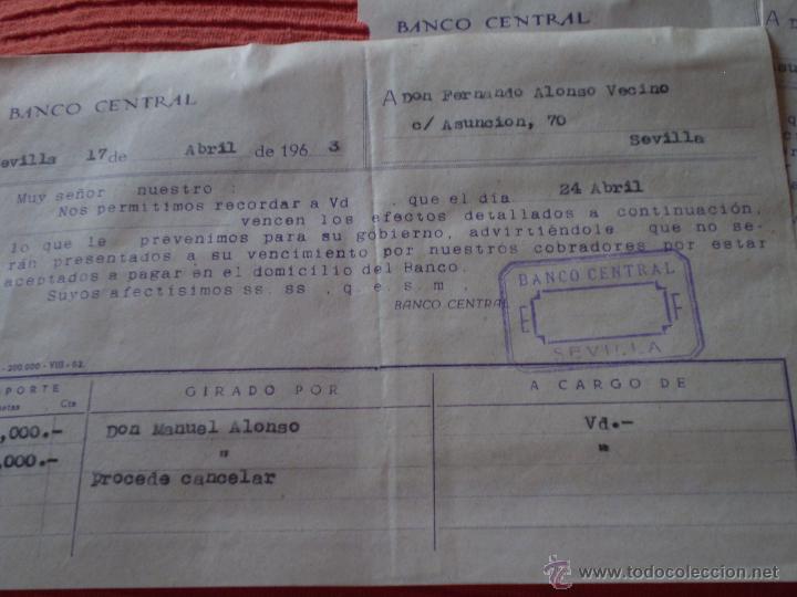 Documentos bancarios: CONJUNTO DE VARIOS DOCUMENTOS BANCO CENTRAL SEVILLA A&Ntilde;OS 60. - Foto 4