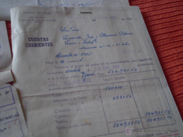 Documentos bancarios: CONJUNTO DE VARIOS DOCUMENTOS BANCO CENTRAL SEVILLA A&Ntilde;OS 60. - Foto 6